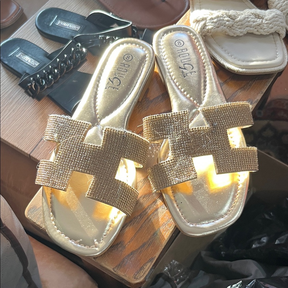 Rouge! Gold Embellished Sandals